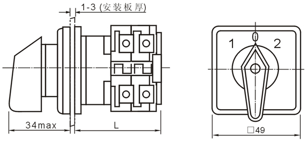 ac-圆型面板外形尺寸; lw8转换开关|lw8万能转换开关